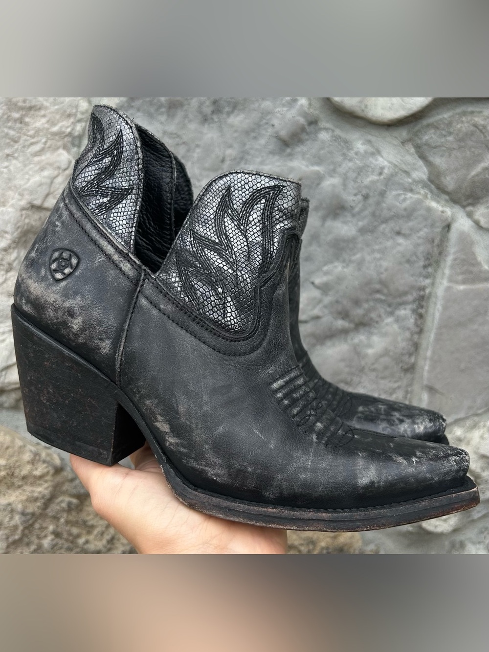 Ariat Western Ankle Boots Size 6 Distressed Booties Festival Shabby Chic Boho